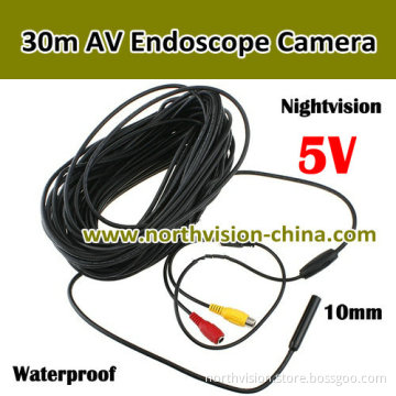 30m Waterproof AV Endoscope Camera with 10mm Camera Head